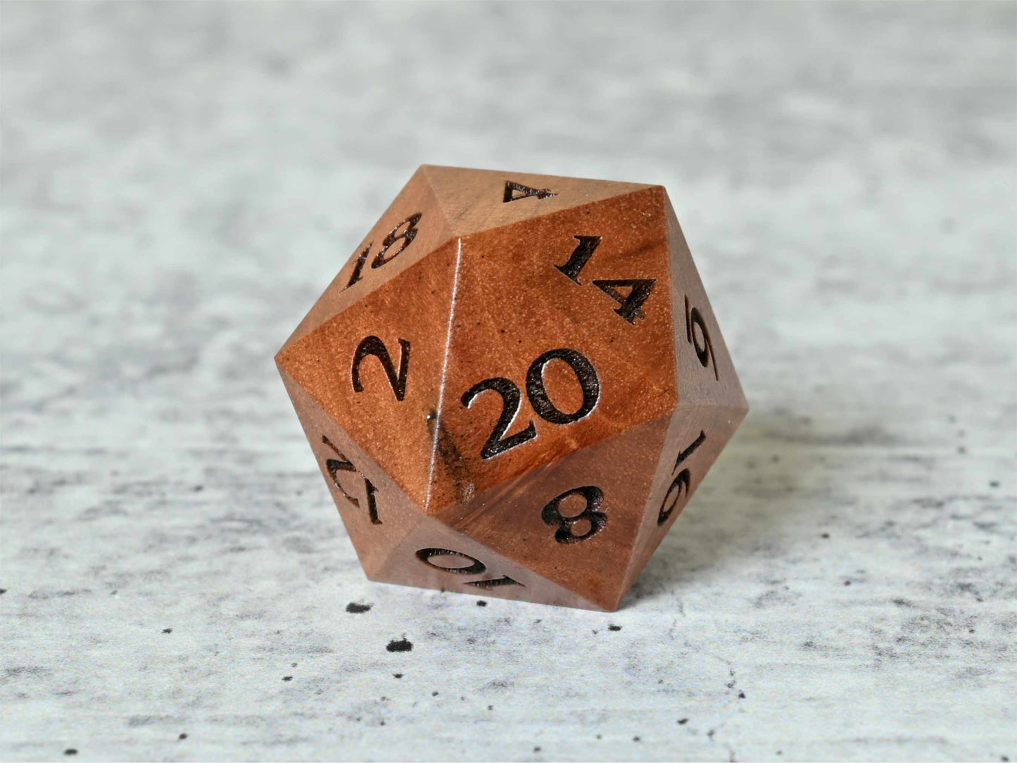 Bottlebrush Wood D20 Dice for dnd ttrpg