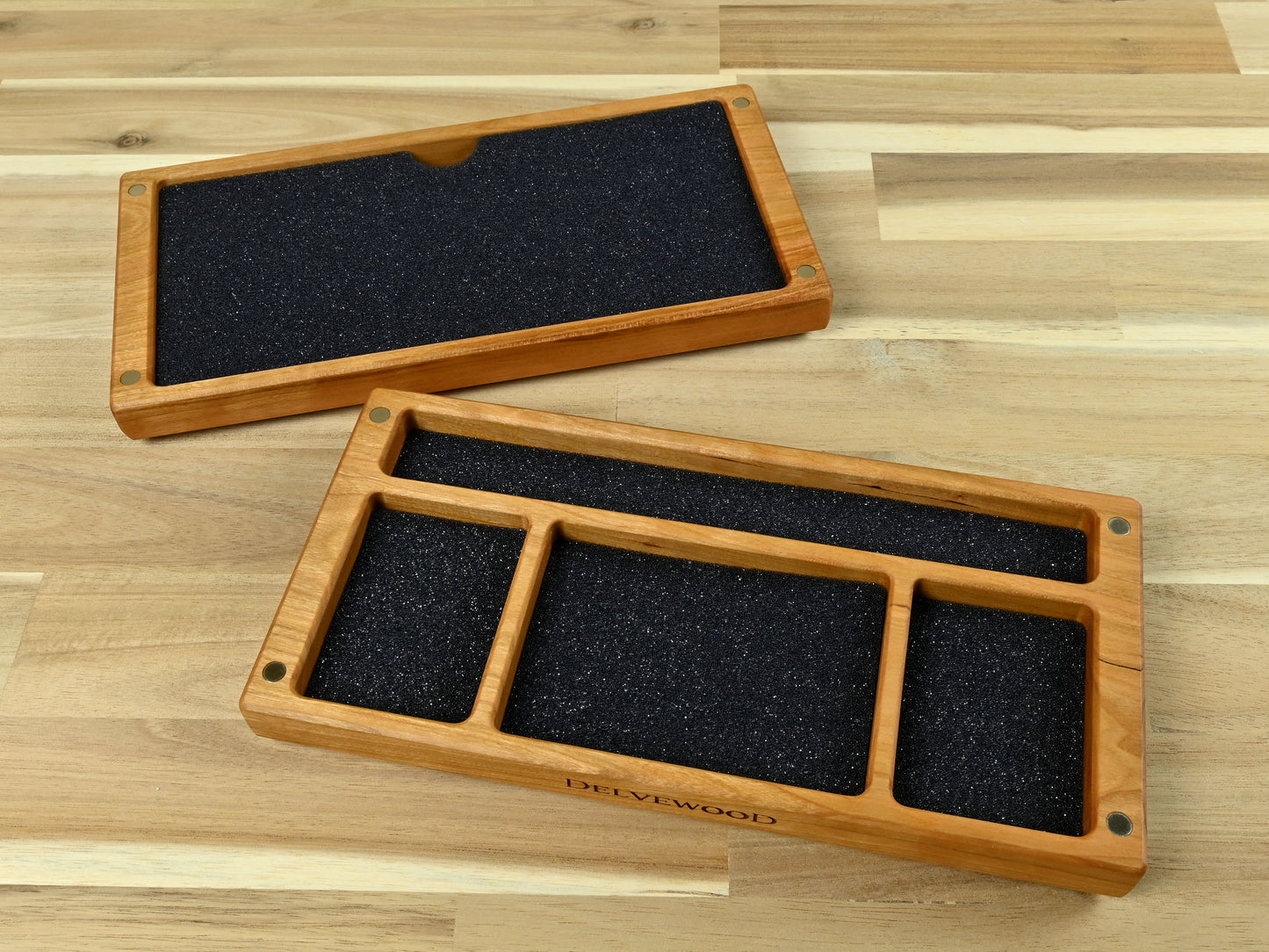 Cherry with walnut phoenix inlay Delver's kit dice box and tray for dnd rpg