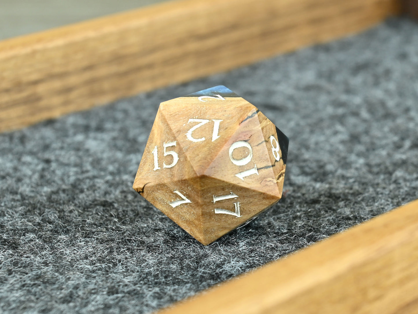 Frost Giant coolibah burl wood d20 dice for D&D ttrpg