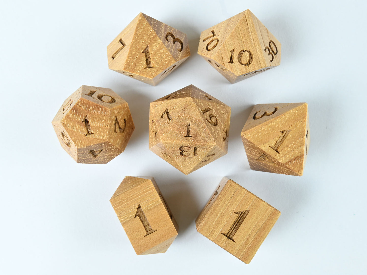 Hickory wood dice set for dnd rpg