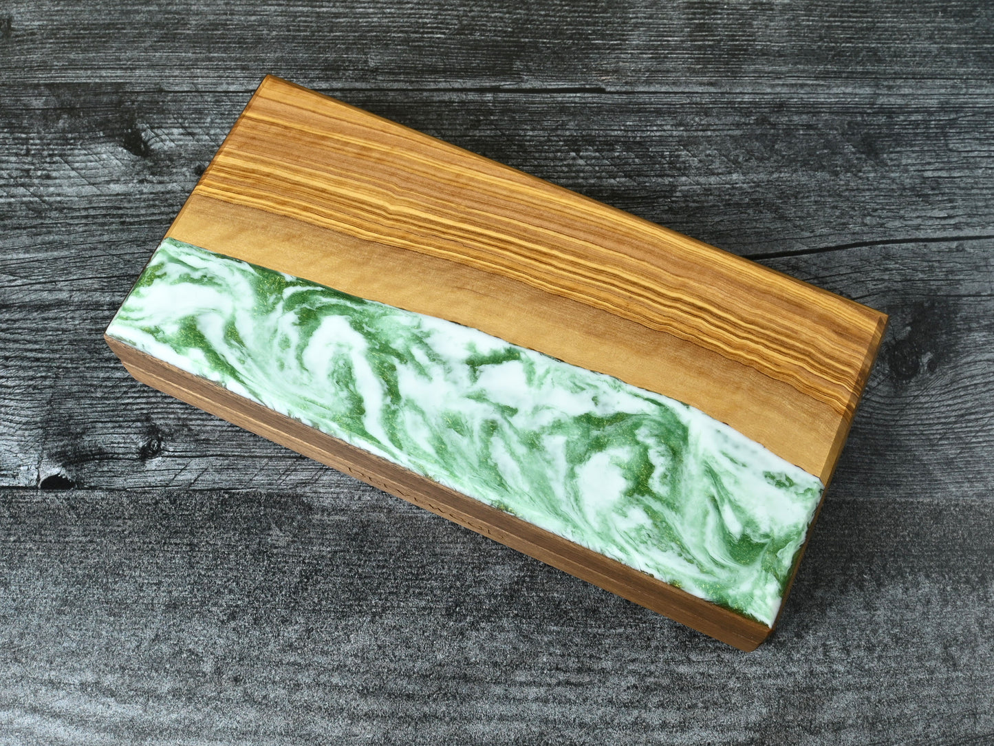 Misty forest olivewood and walnut Delver's kit dice box & tray for D&D ttrpg