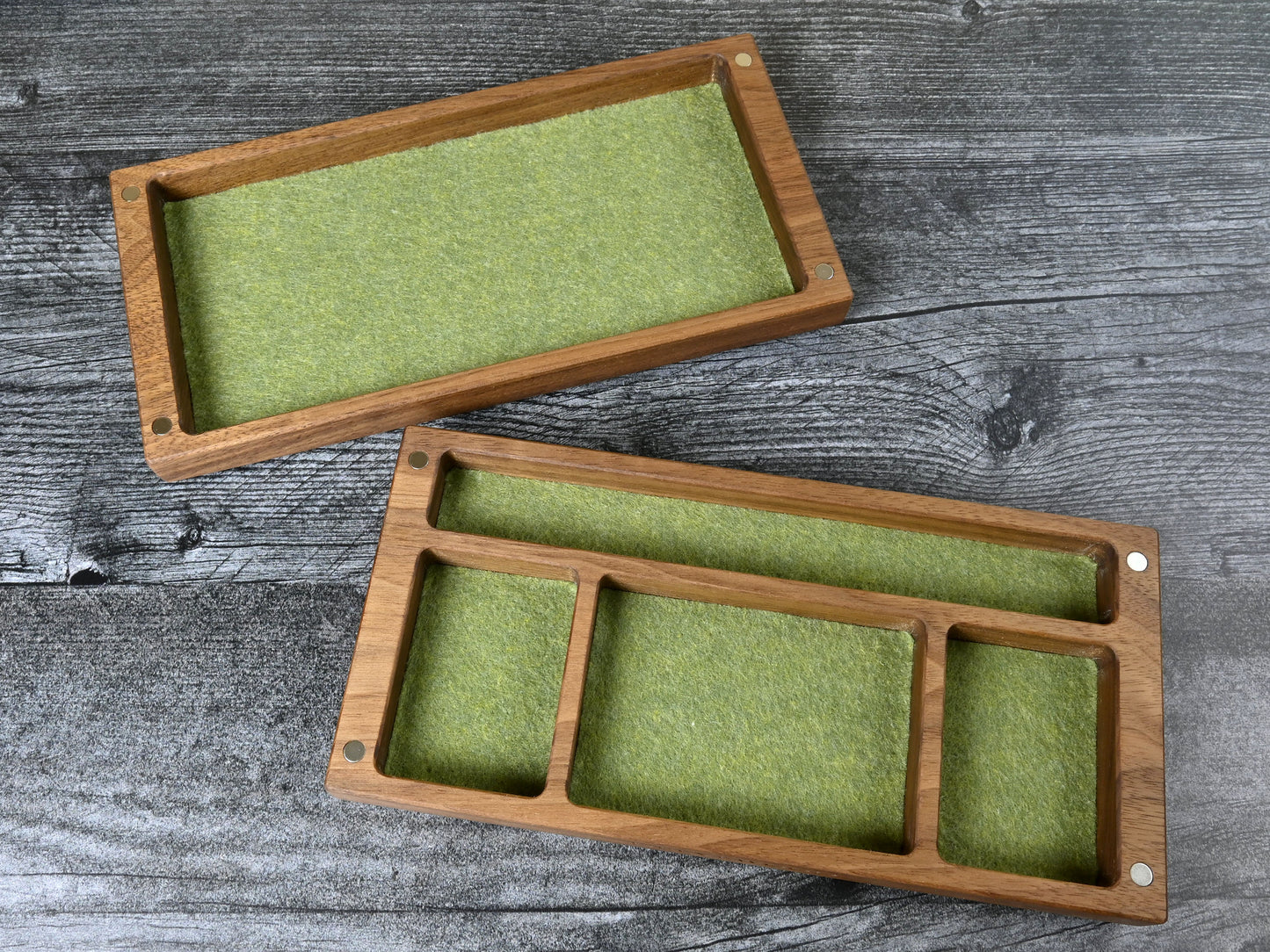 Misty forest olivewood and walnut Delver's kit dice box & tray for D&D ttrpg