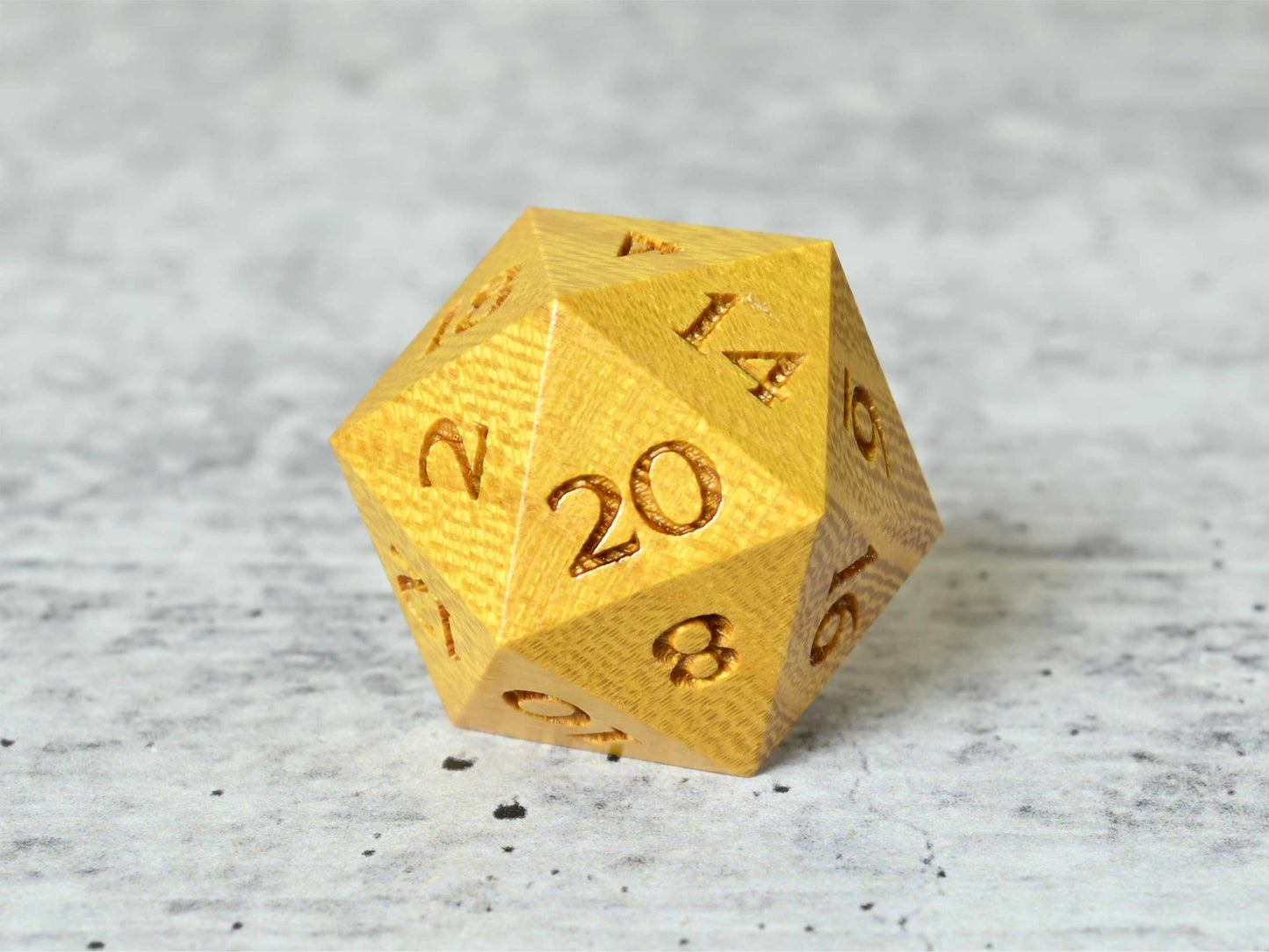 Osage Orange Wood D20 dice for dnd ttrpg