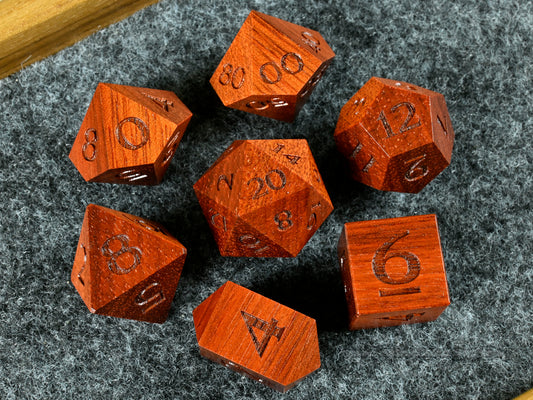 Bloodwood dice set for dnd tttrpg