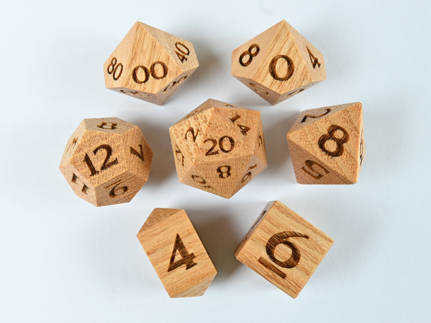 Coffeetree wood dice set for dnd rpg