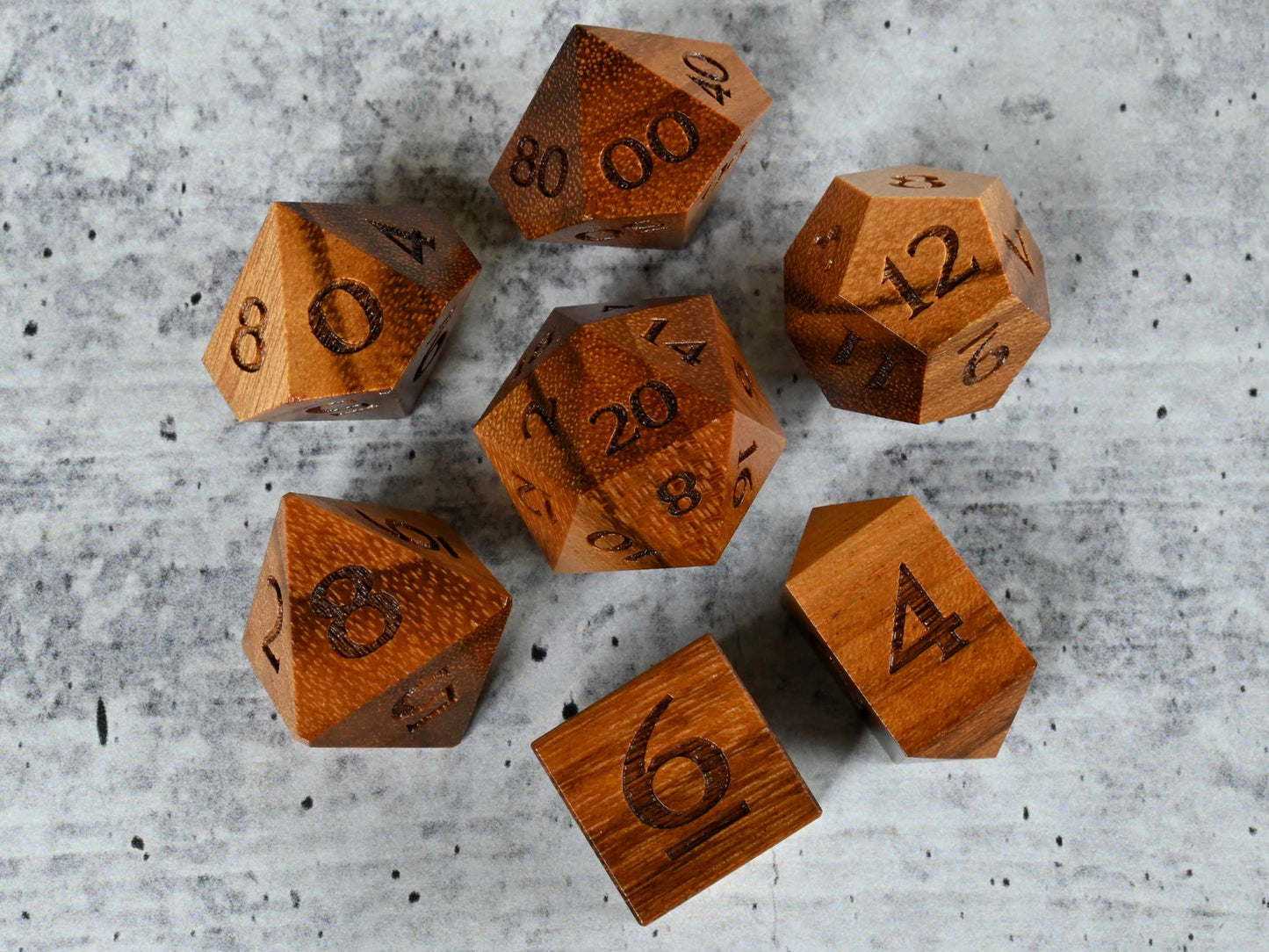 Goncalo Alves wood dice set for dnd ttrpg