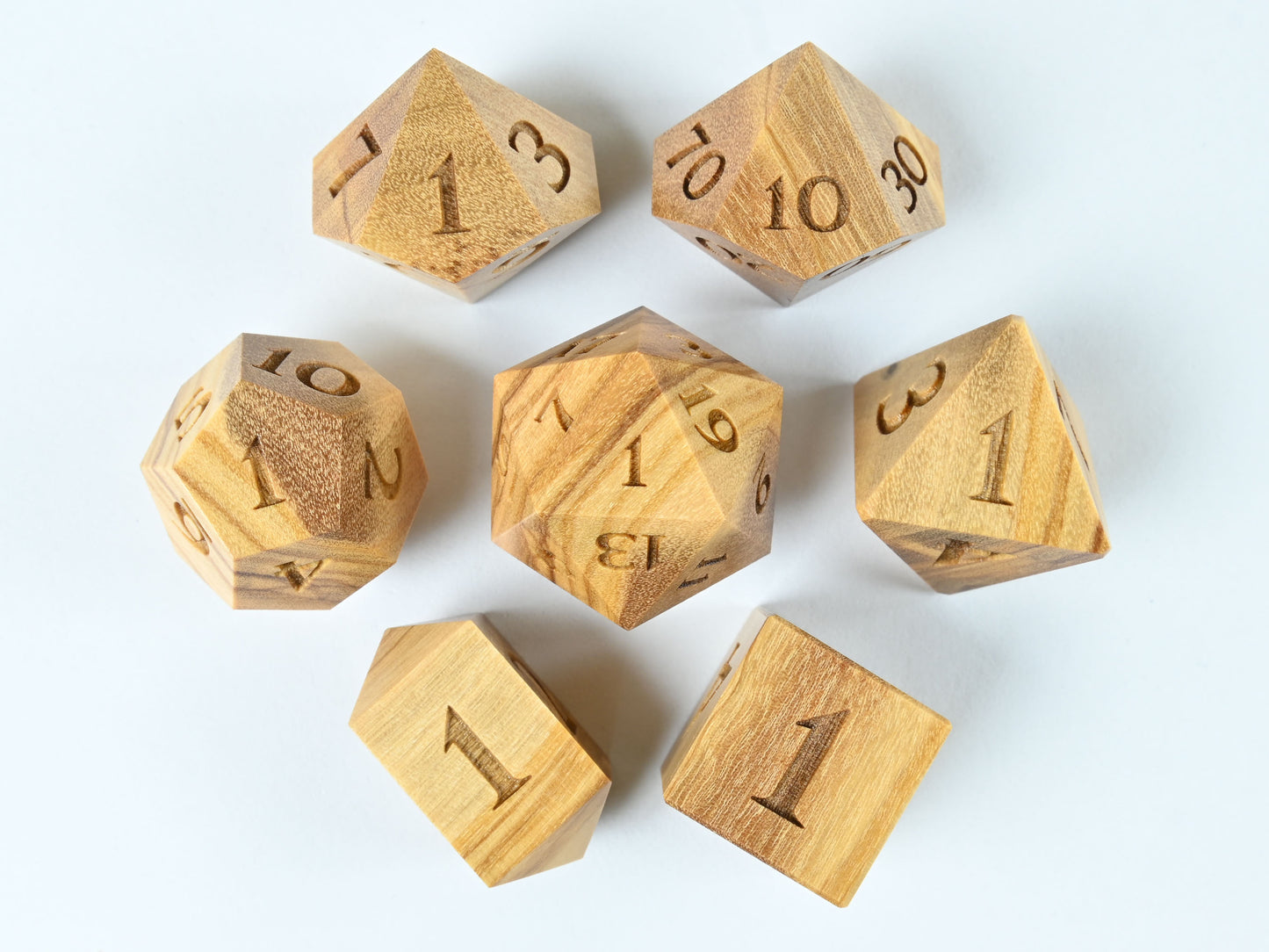 Olivewood dice set for dnd rpg