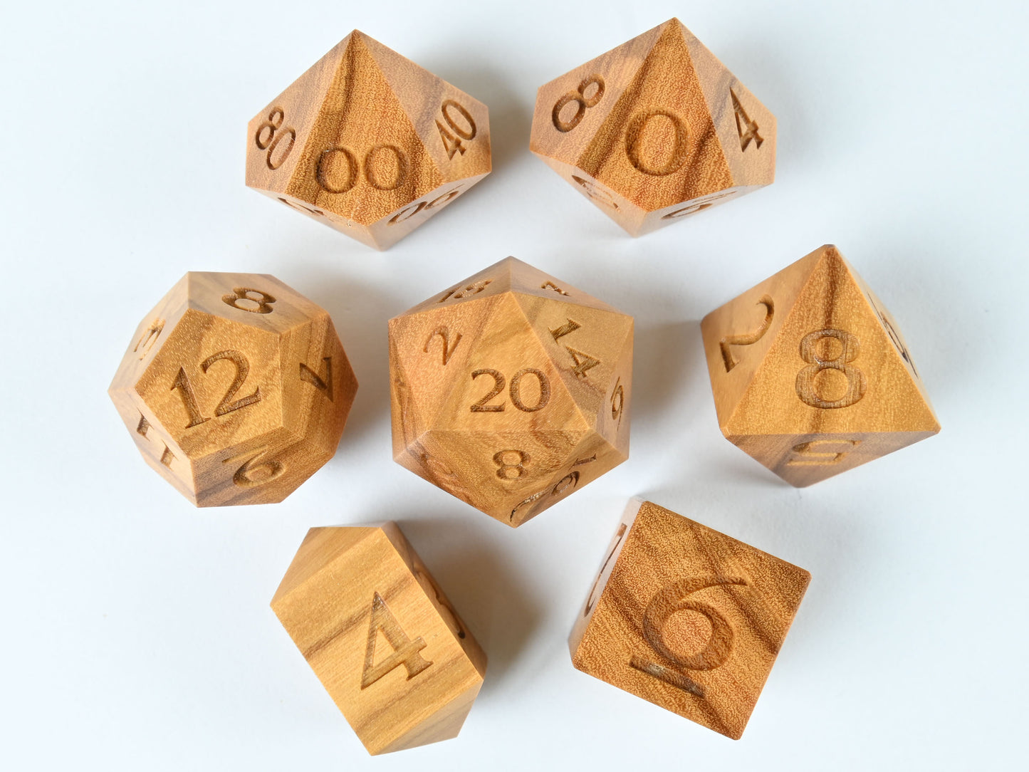 Olivewood dice set for dnd rpg