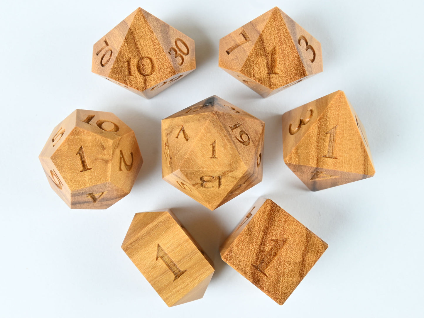 Olivewood dice set for dnd rpg