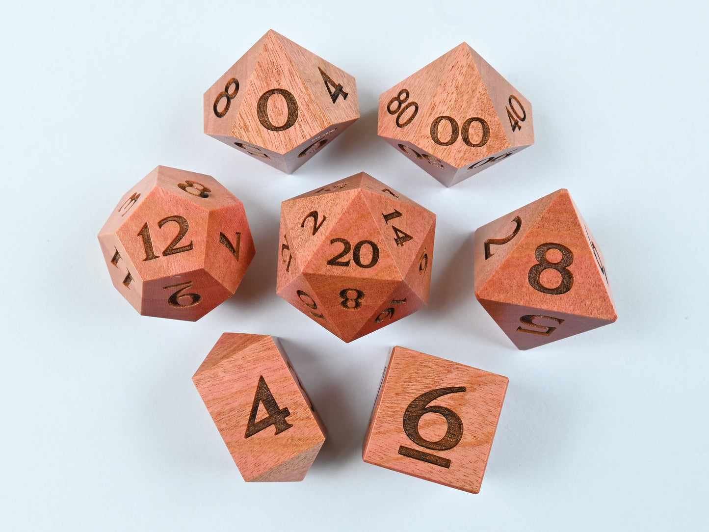 pink Ivory wood dice set for dnd rpg