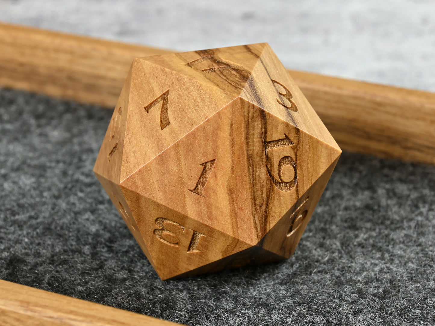 40mm Olivewood d20 chonk dice for dnd ttrpg