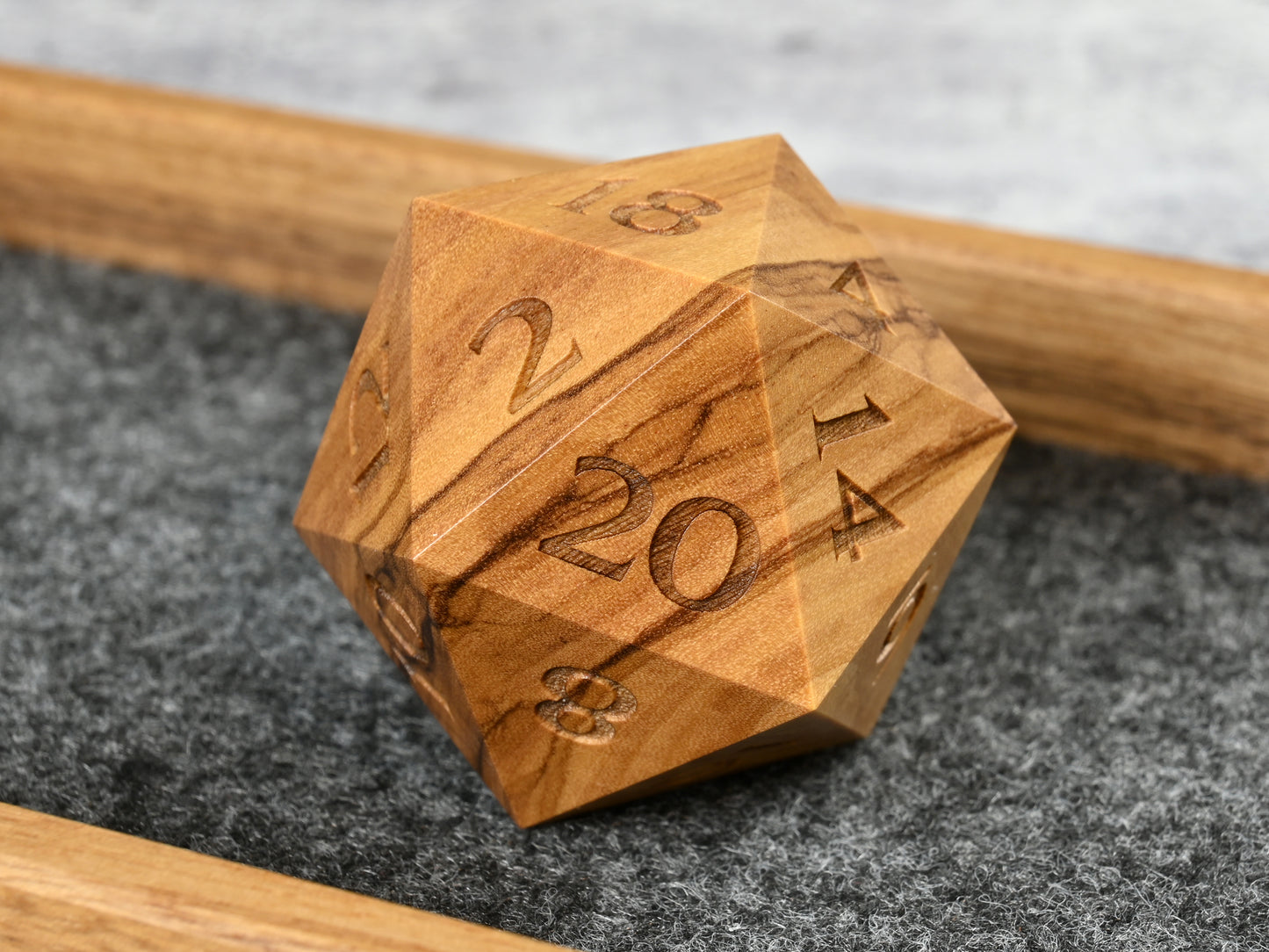 40mm Olivewood d20 chonk dice for dnd ttrpg