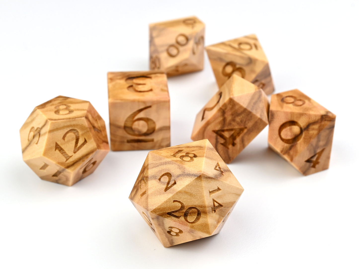 Olivewood dice set - polyhedral dice for dnd rpg dungeons and dragons D20