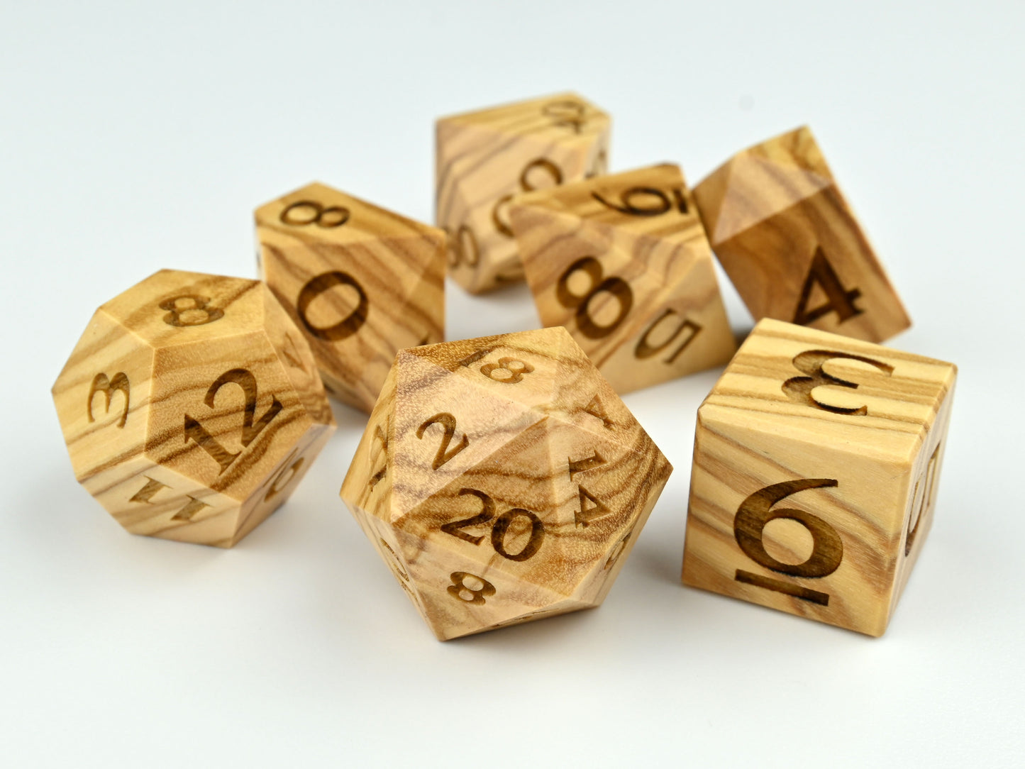 Olivewood dice set - polyhedral dice for dnd rpg dungeons and dragons D20