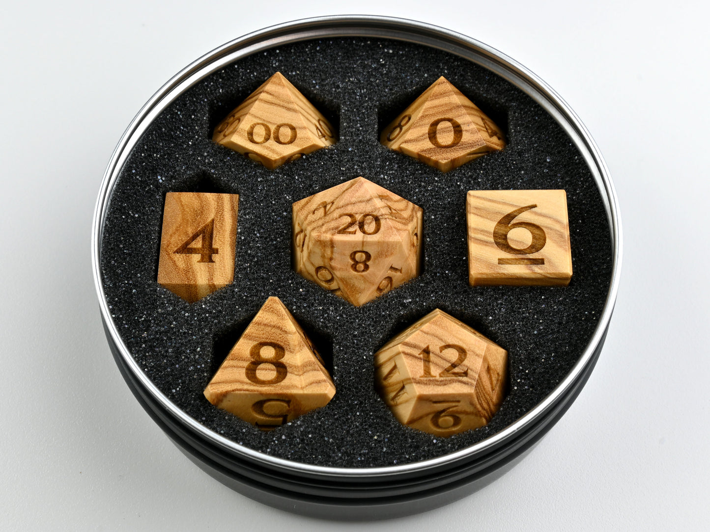 Olivewood dice set - polyhedral dice for dnd rpg dungeons and dragons D20