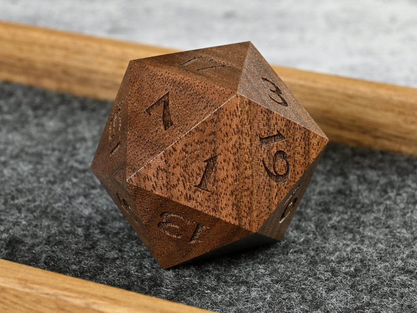 40mm walnut d20 chonk dice for dnd ttrpg