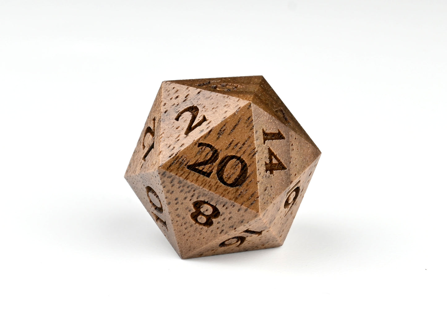Walnut wood d20 dice