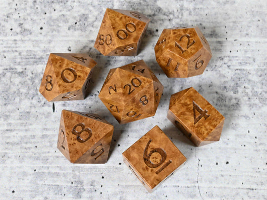 Tamboti wood dice set for dnd ttrpg