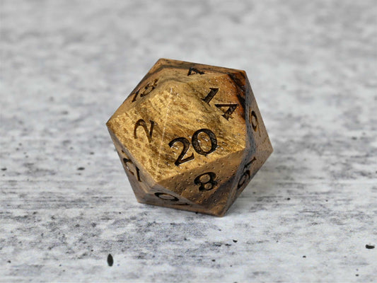 Black Limba wood d20 dice for dnd ttrpg