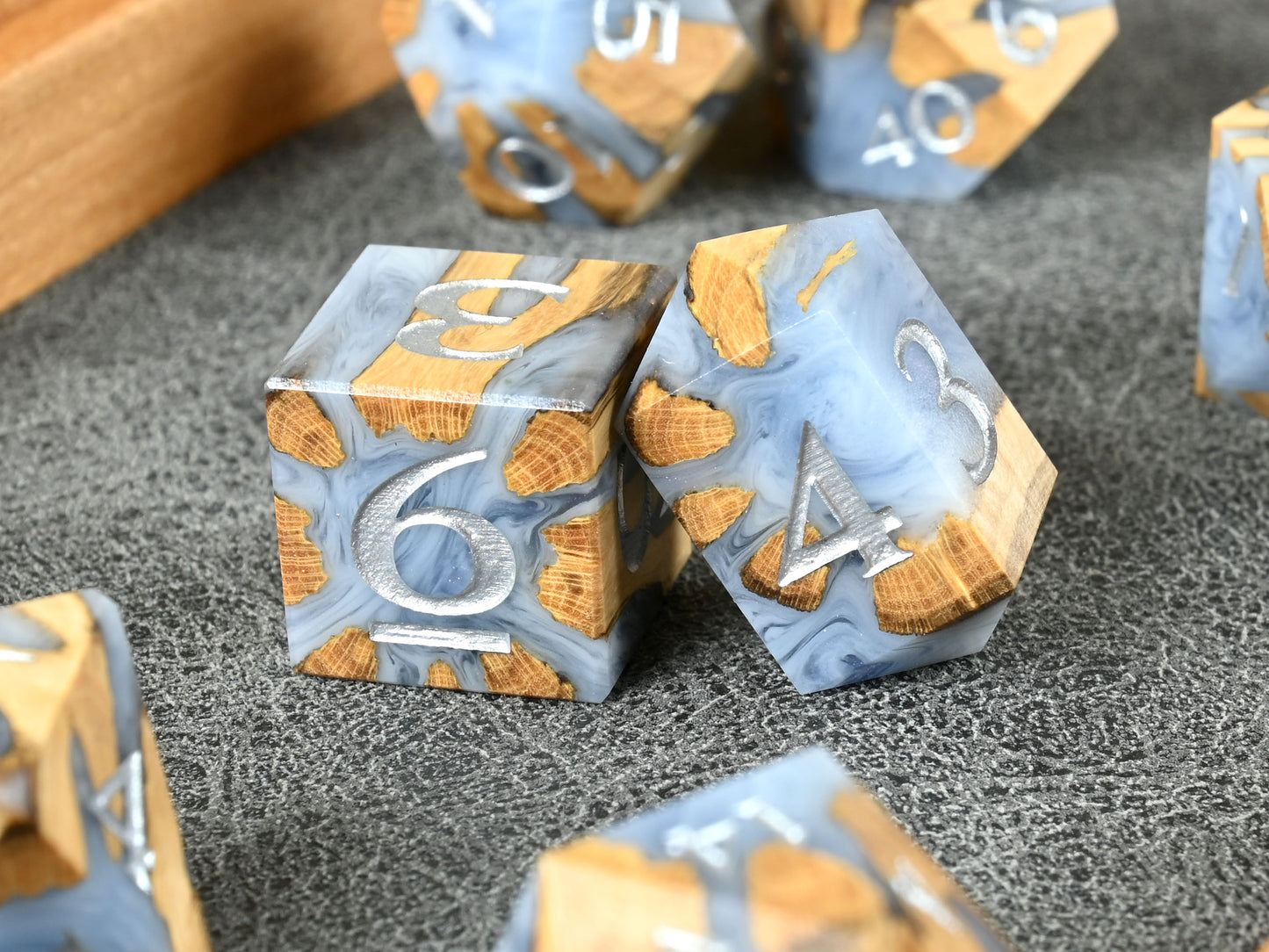 Cholla cactus wood and resin hybrid dice set for dnd ttrpg
