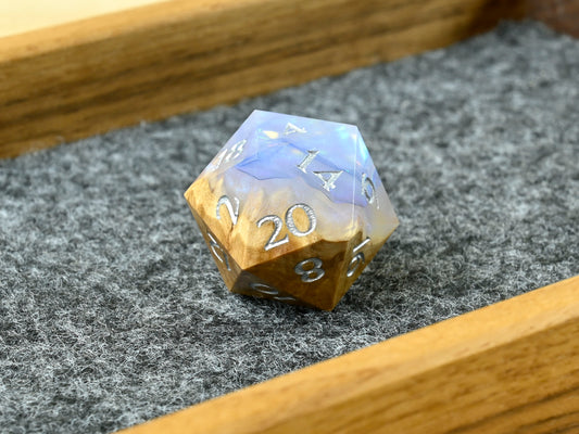 Crystal of the Weave - Brown Mallee Burl D20 for dnd ttrpg