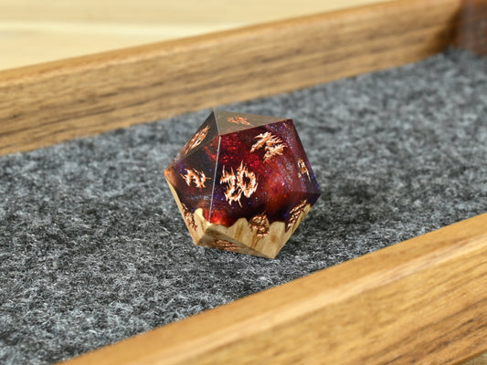 The last sky vasticola burl wood and resin d20 dice