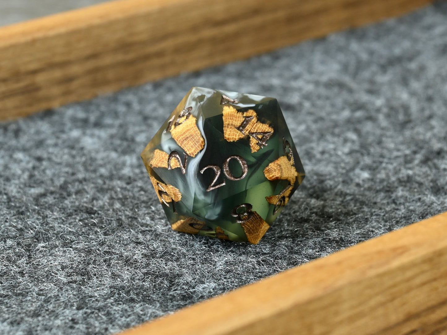 Creeping rot cholla wood d20 dice for D&D ttrpg