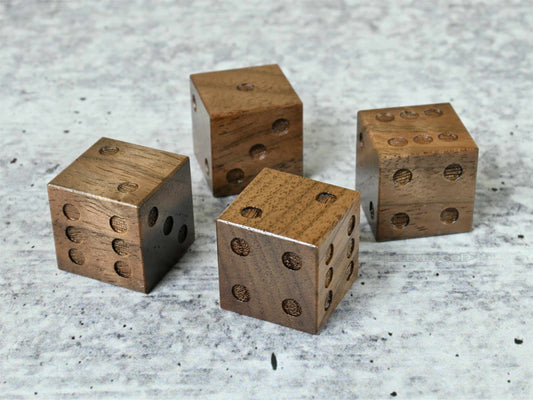 Black Walnut wood 4D6 Dice Set - Pipped - Dotted D6