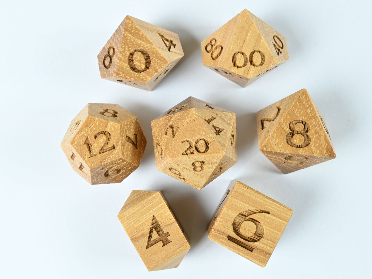 Hickory wood dice set for dnd rpg