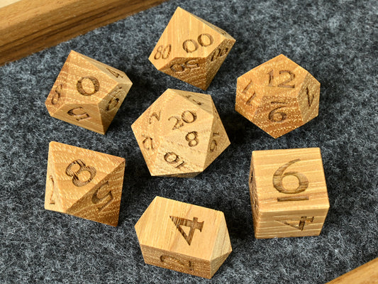 Hickory wood dice set for dnd rpg