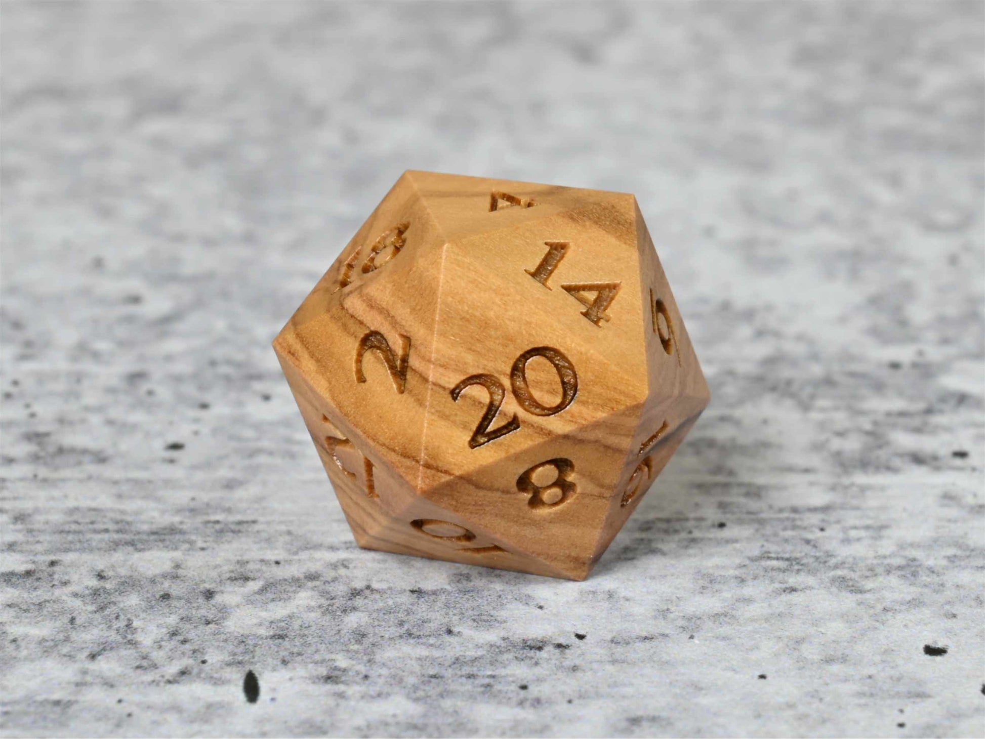 Olivewood d20 dice for dnd ttrpg