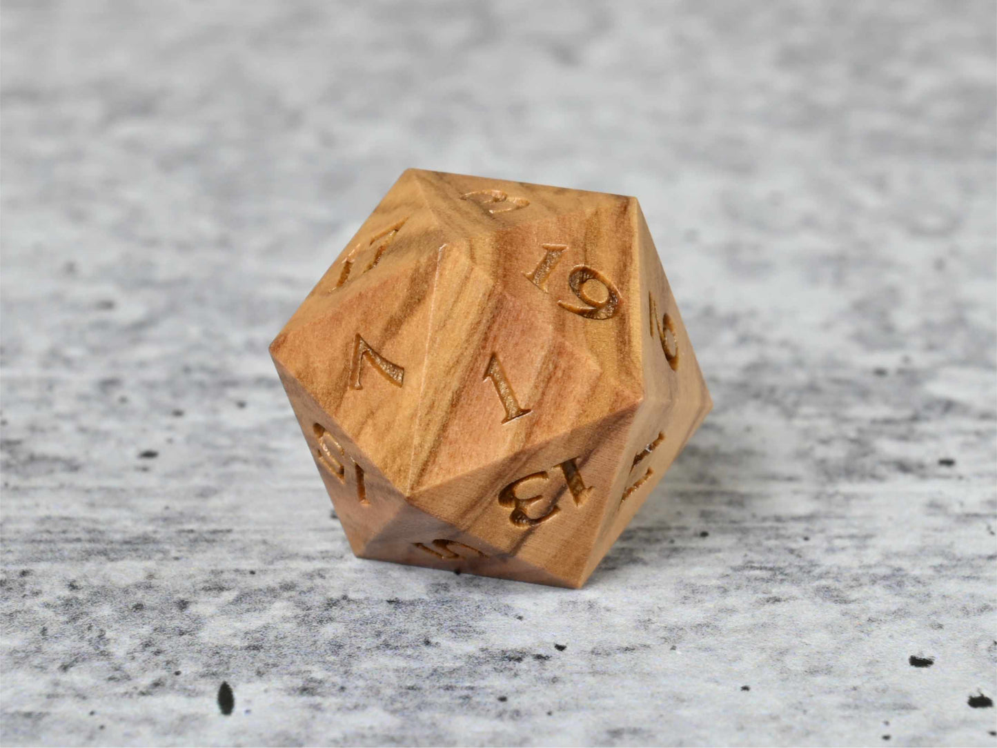Olivewood d20 dice for dnd ttrpg
