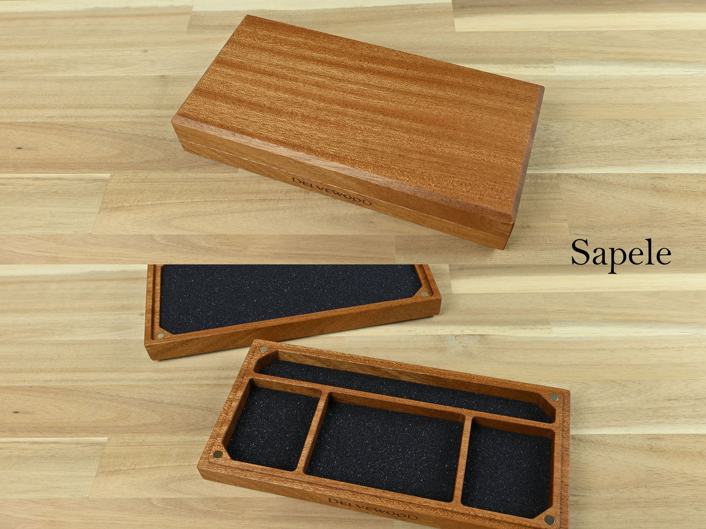 Sapele example Delver Dice Box and Tray for dnd rpg