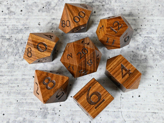 Tamboti wood dice set for dnd ttrpg