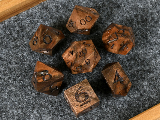 Walnut burl wood dice set