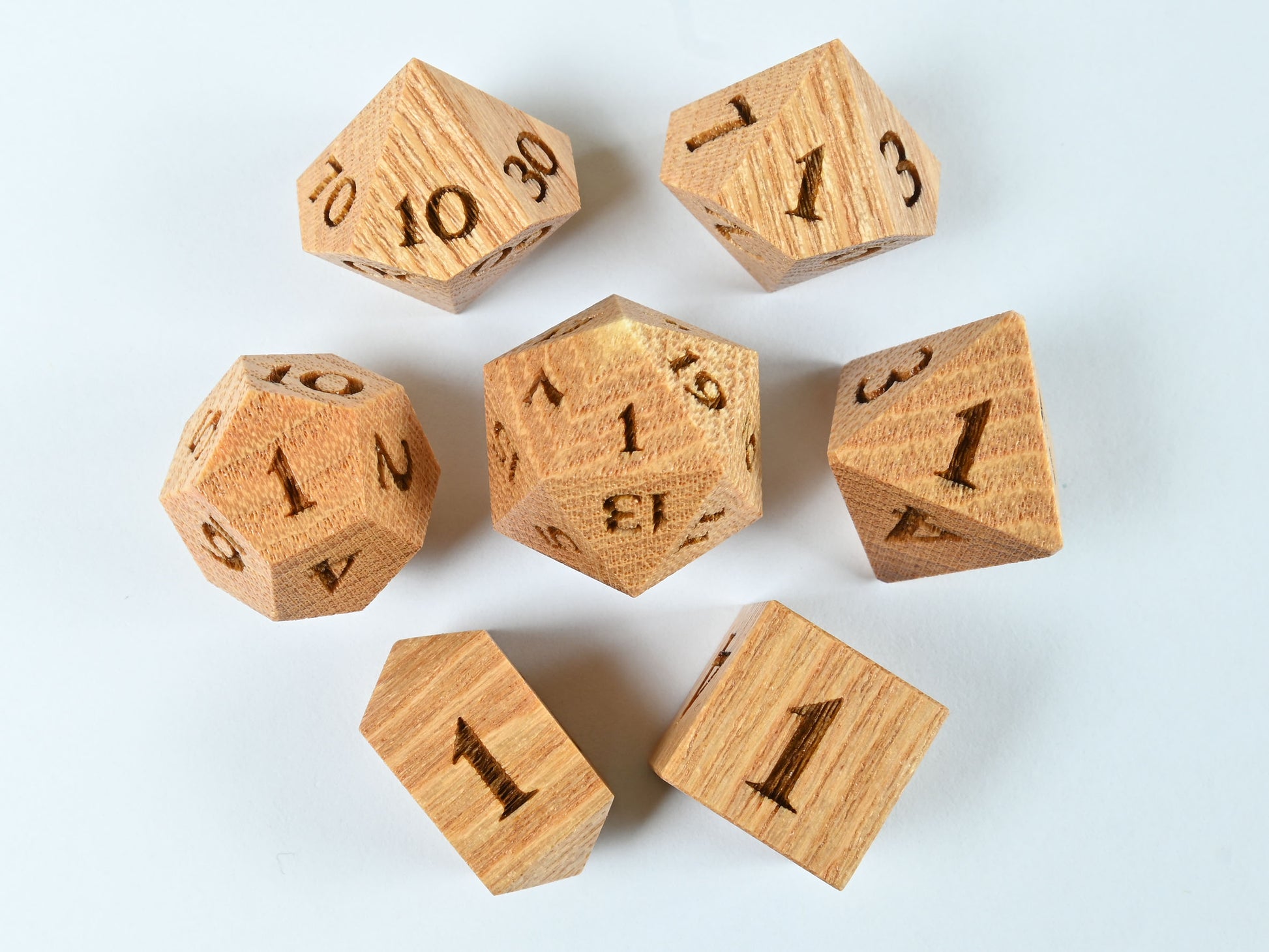 Coffeetree wood dice set for dnd rpg