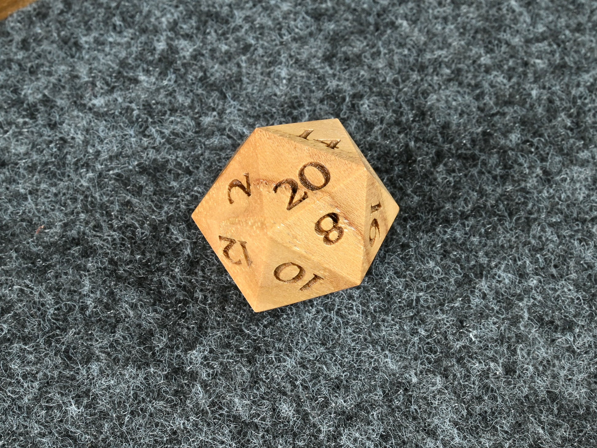 Hickory wood d20 for dnd rpg