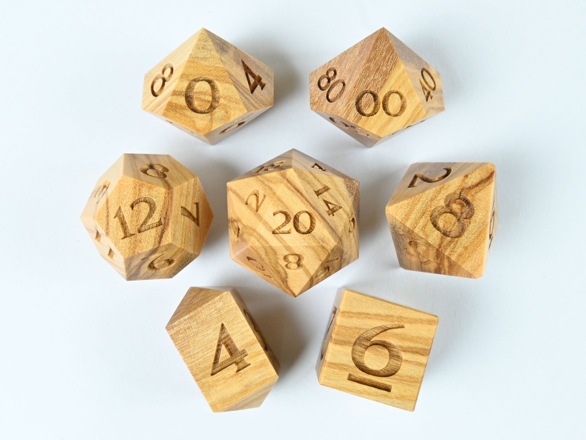 Olivewood dice set for dnd rpg