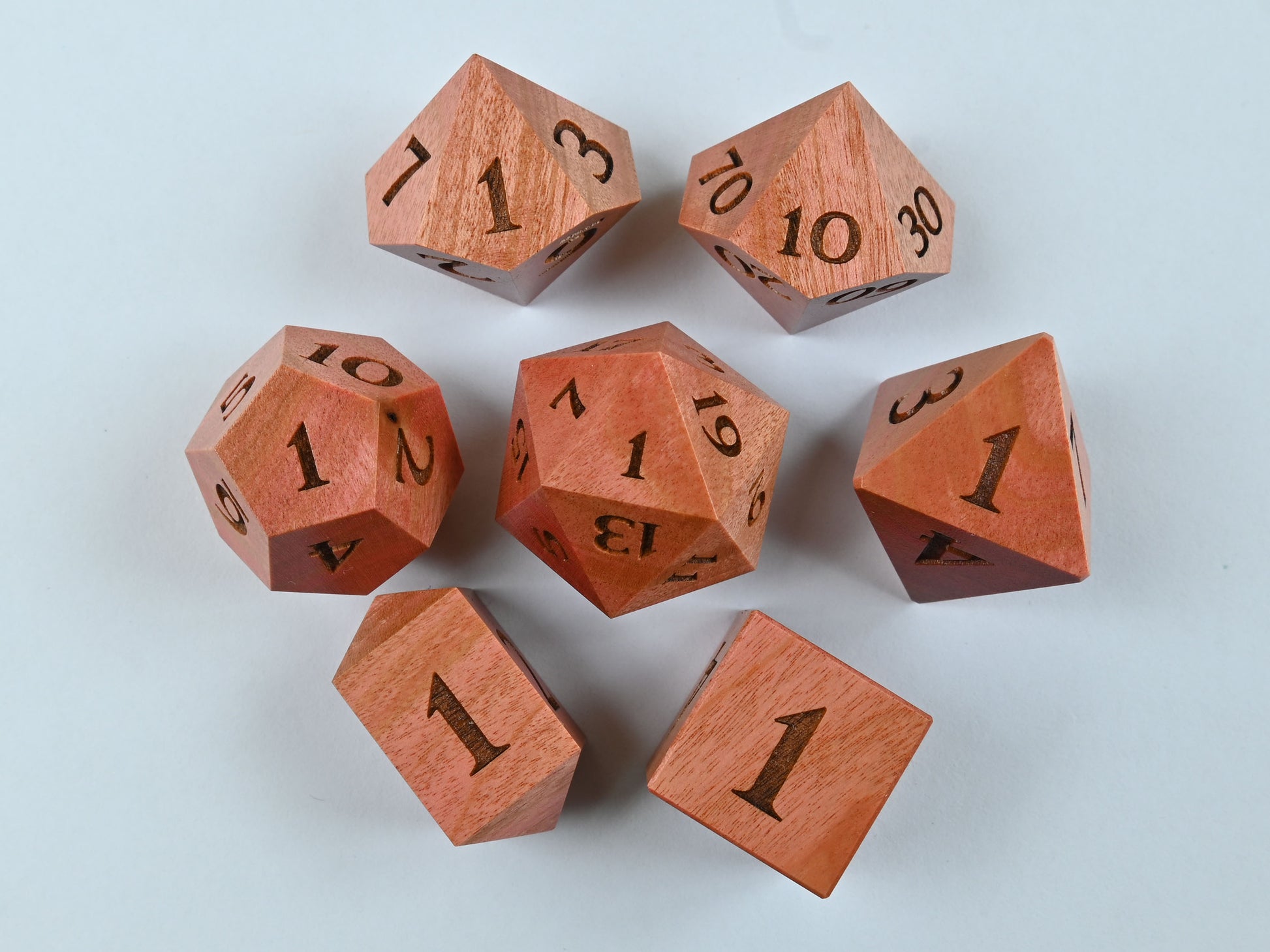 pink Ivory wood dice set for dnd rpg