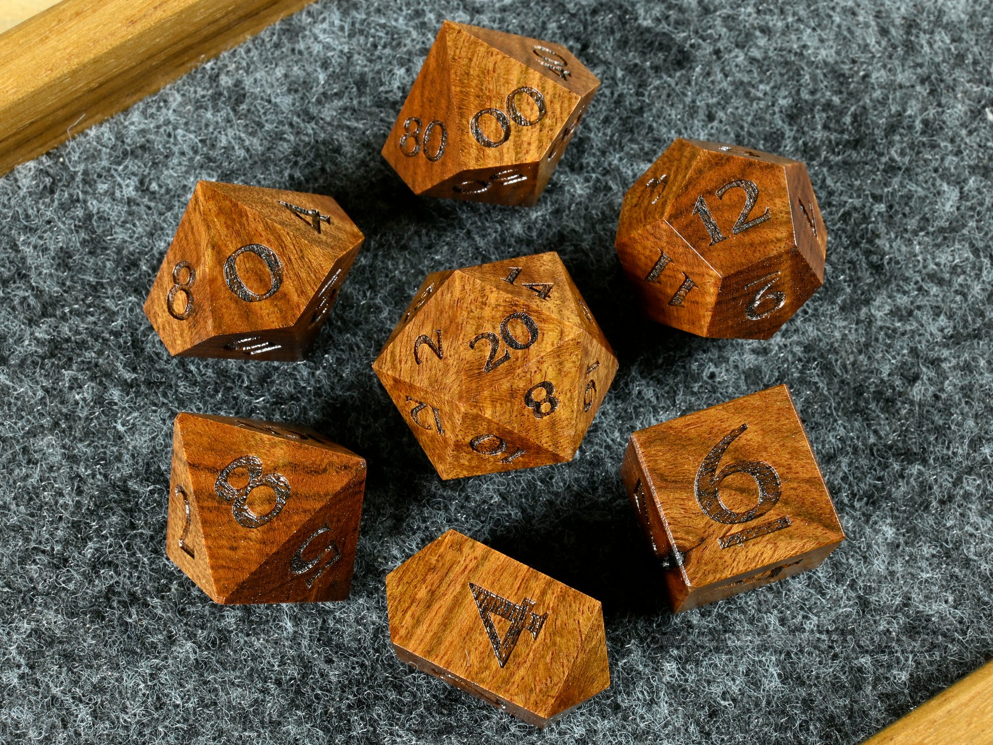 Black poisonwood dice set for dnd tttrpg
