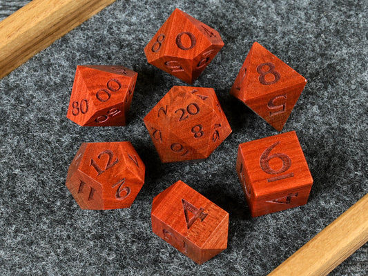 Redheart wood dice set for dnd rpg