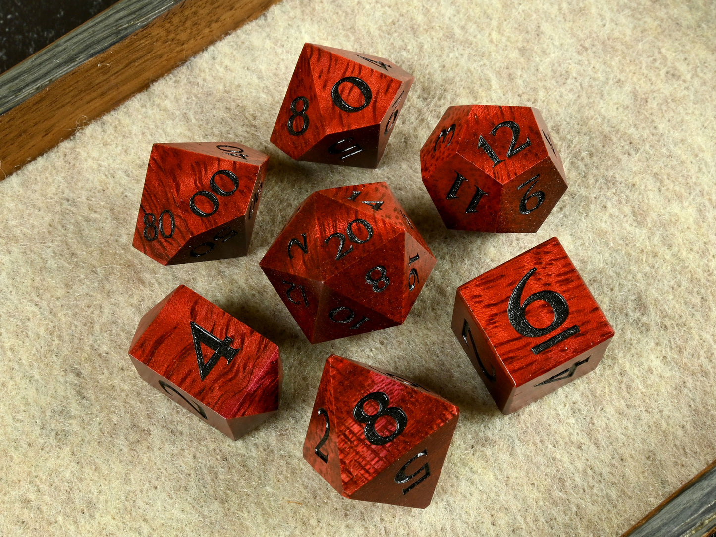 Red mango dice set for dnd rpg dungeons & dragons tabletop games