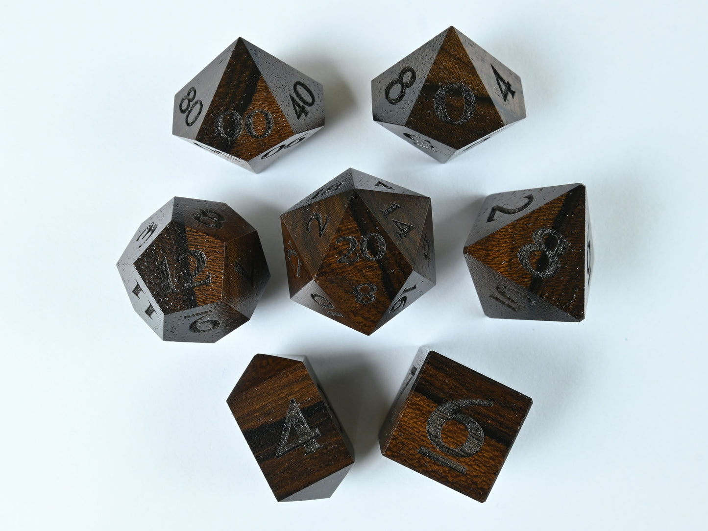 Ziricote wood dice set for dnd rpg