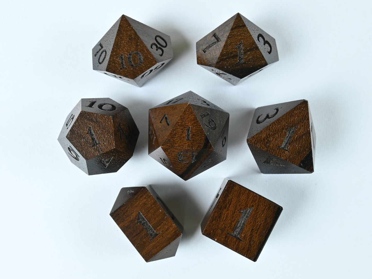 Ziricote wood dice set for dnd rpg
