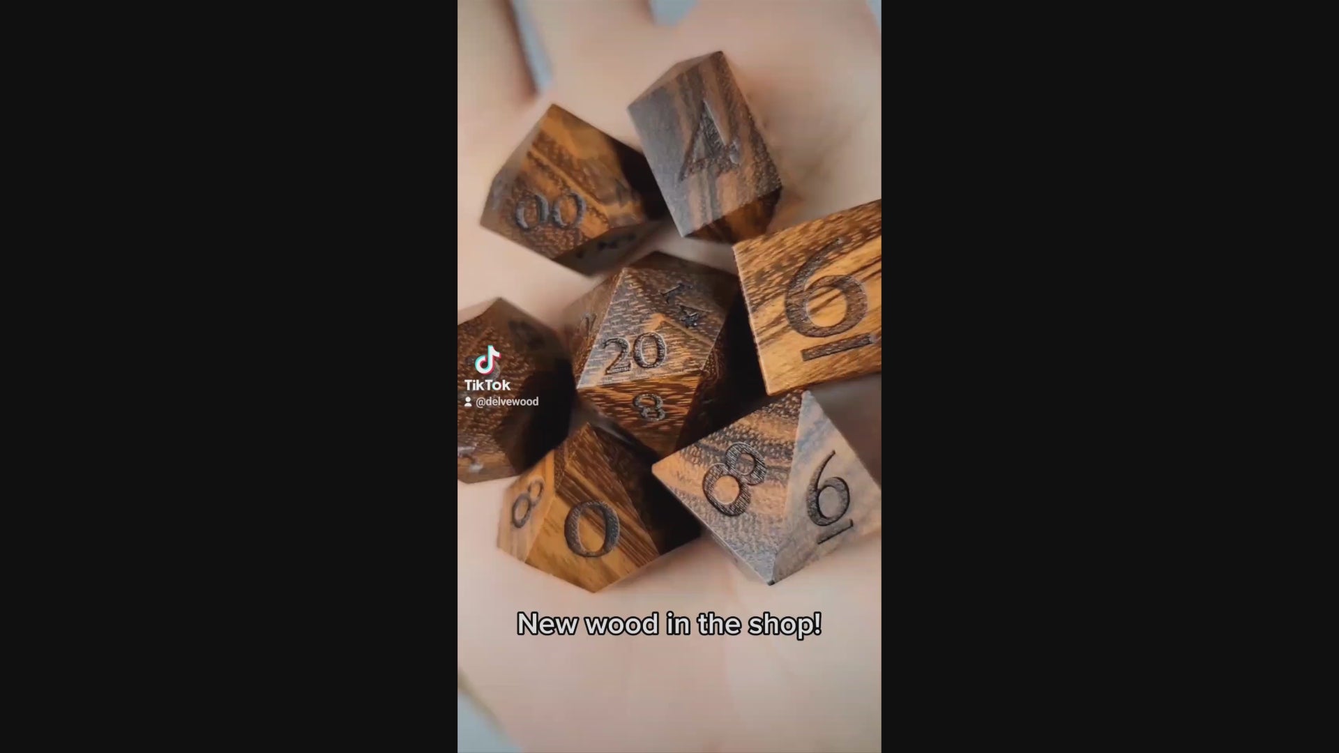 Quebracho dice set being rolled into a Delver's kit dice box and tray for Dungeons & Dragons rpg tabletop roleplaying game.