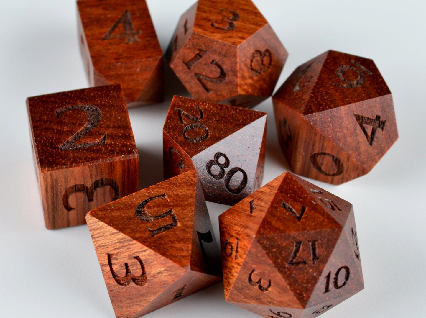 Bloodwood wooden dice set for dungeons and dragons rpg