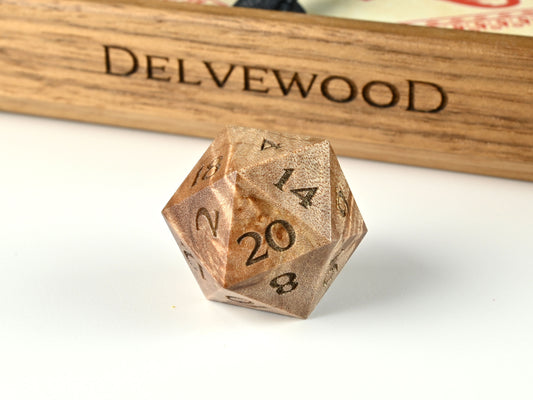 Maple burl stabilized D20 dice