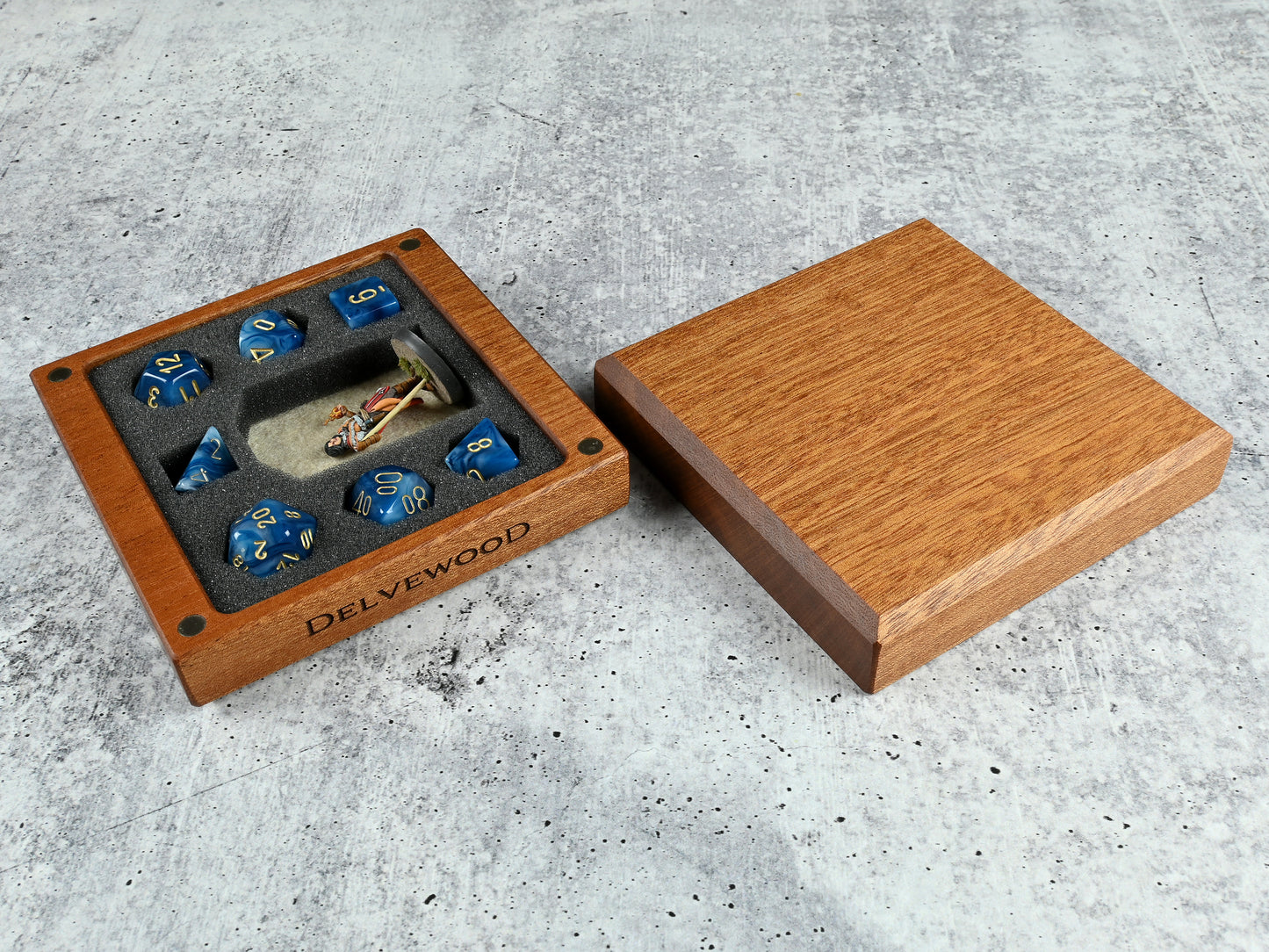 Sapele Little Delver dice box for dungeons & dragons tabletop rpg dnd.