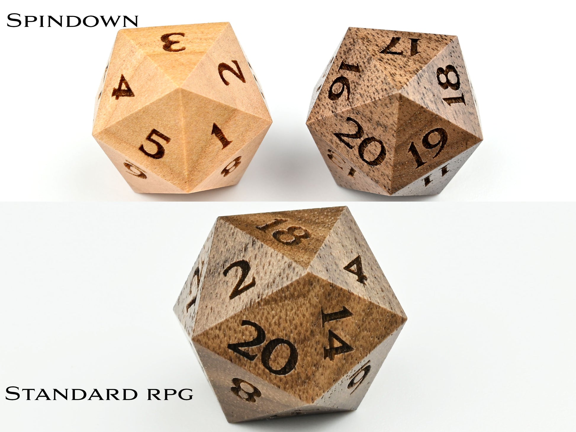 spindown numbering vs standard numbering comparison wood dice