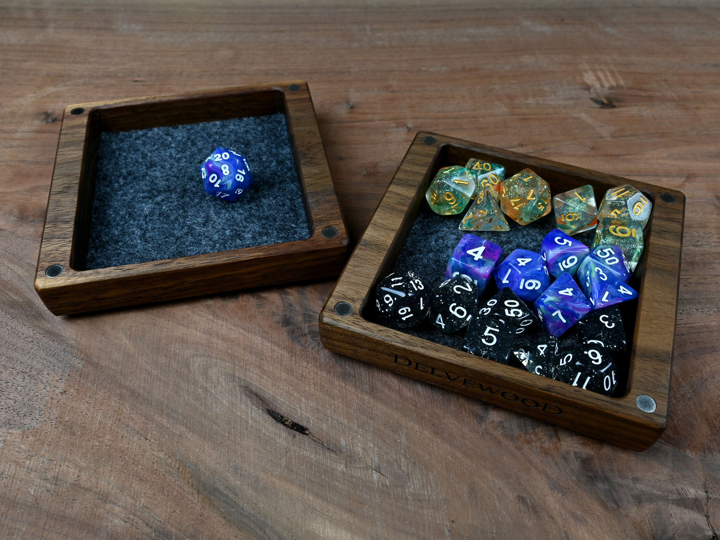 Walnut little delver dice box for dnd rpg dungeons & dragons